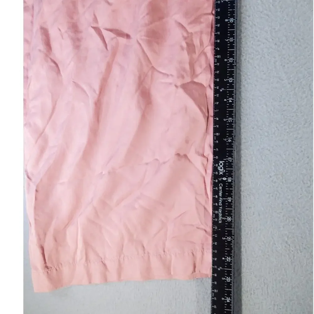 Zara Pink Wide Leg Pants Womens Small Linen Blend High Rise Flowing boho cottage